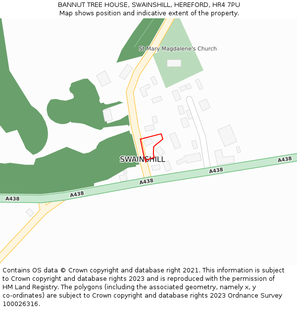 BANNUT TREE HOUSE, SWAINSHILL, HEREFORD, HR4 7PU: Location map and indicative extent of plot