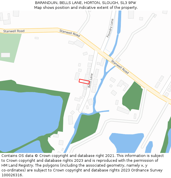 BARANDUIN, BELLS LANE, HORTON, SLOUGH, SL3 9PW: Location map and indicative extent of plot
