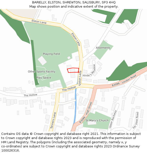 BARIELLY, ELSTON, SHREWTON, SALISBURY, SP3 4HQ: Location map and indicative extent of plot