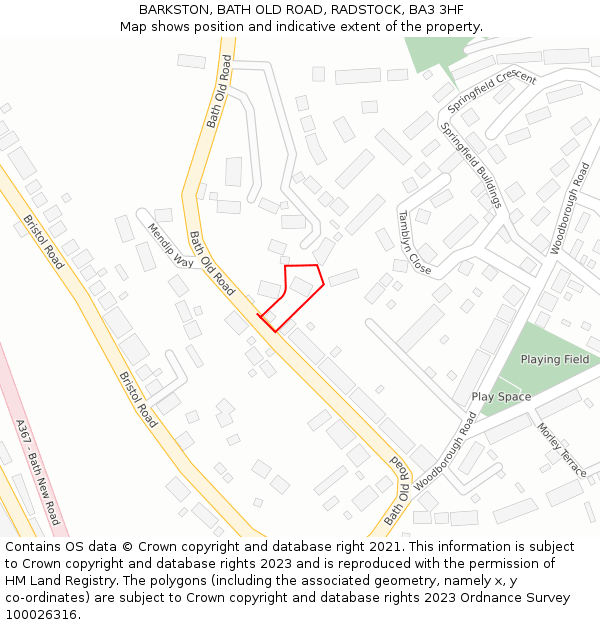 BARKSTON, BATH OLD ROAD, RADSTOCK, BA3 3HF: Location map and indicative extent of plot