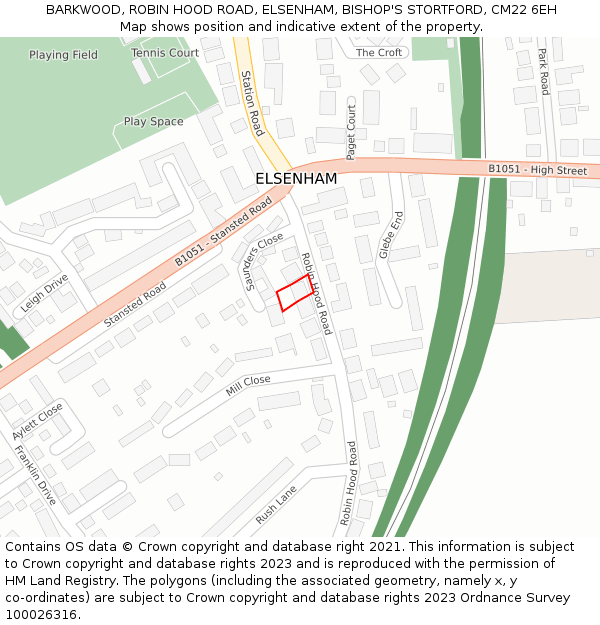 BARKWOOD, ROBIN HOOD ROAD, ELSENHAM, BISHOP'S STORTFORD, CM22 6EH: Location map and indicative extent of plot