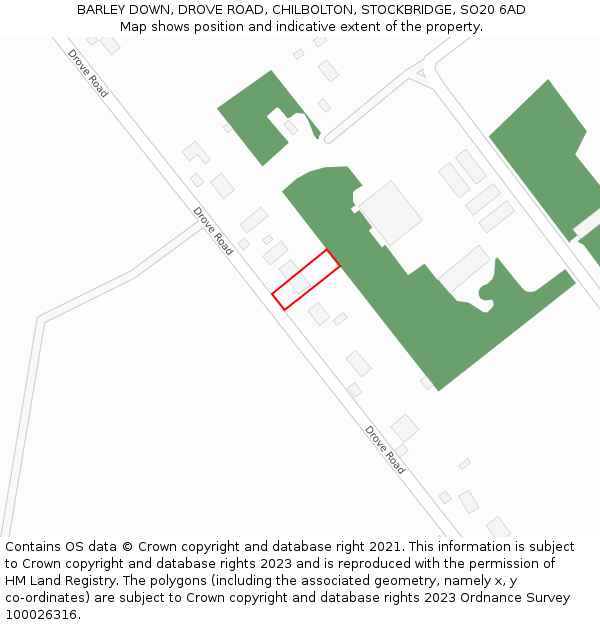 BARLEY DOWN, DROVE ROAD, CHILBOLTON, STOCKBRIDGE, SO20 6AD: Location map and indicative extent of plot