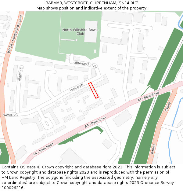 BARMAR, WESTCROFT, CHIPPENHAM, SN14 0LZ: Location map and indicative extent of plot