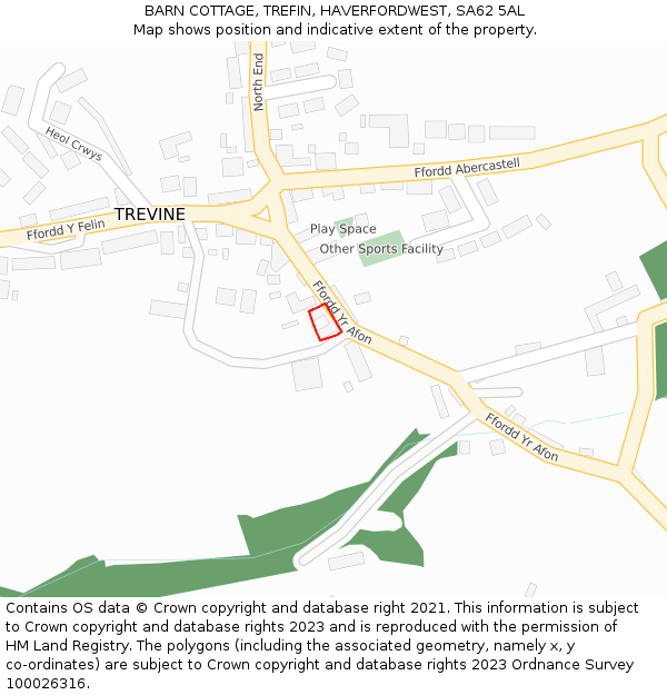 BARN COTTAGE, TREFIN, HAVERFORDWEST, SA62 5AL: Location map and indicative extent of plot