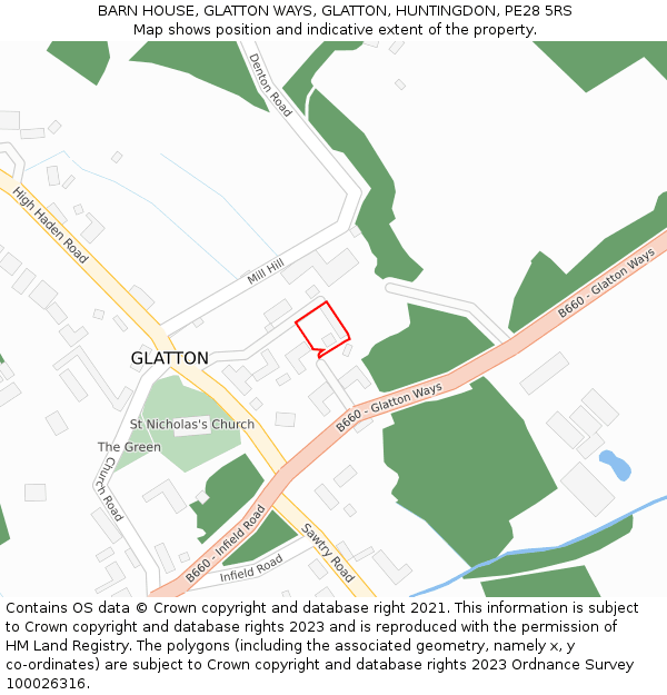 BARN HOUSE, GLATTON WAYS, GLATTON, HUNTINGDON, PE28 5RS: Location map and indicative extent of plot