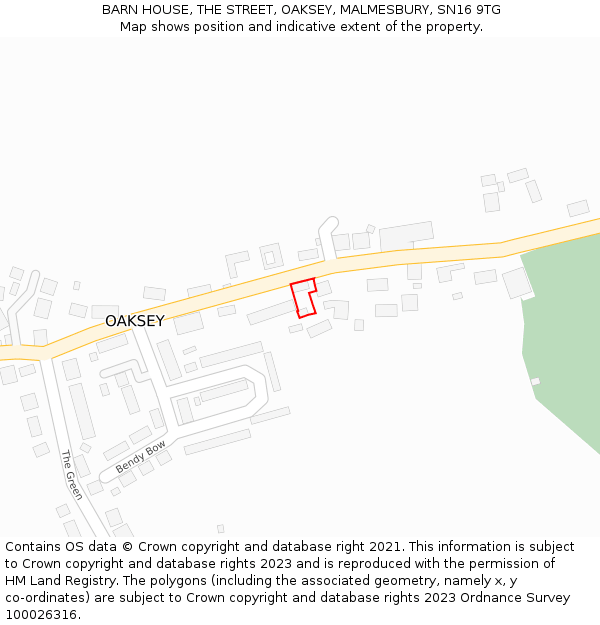 BARN HOUSE, THE STREET, OAKSEY, MALMESBURY, SN16 9TG: Location map and indicative extent of plot