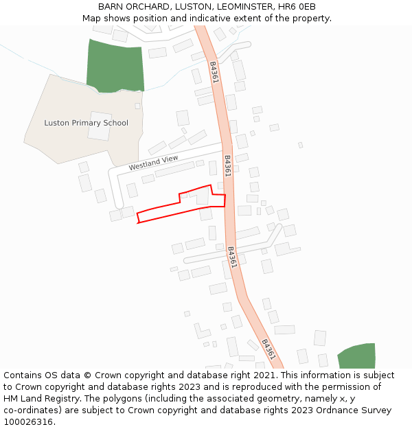 BARN ORCHARD, LUSTON, LEOMINSTER, HR6 0EB: Location map and indicative extent of plot