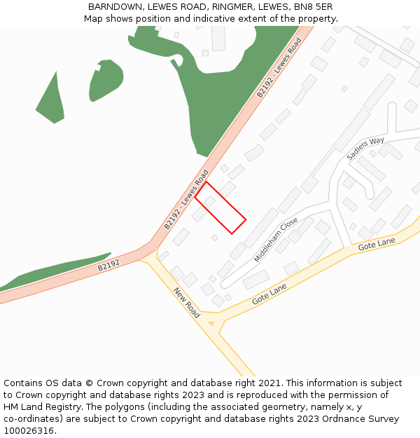 BARNDOWN, LEWES ROAD, RINGMER, LEWES, BN8 5ER: Location map and indicative extent of plot