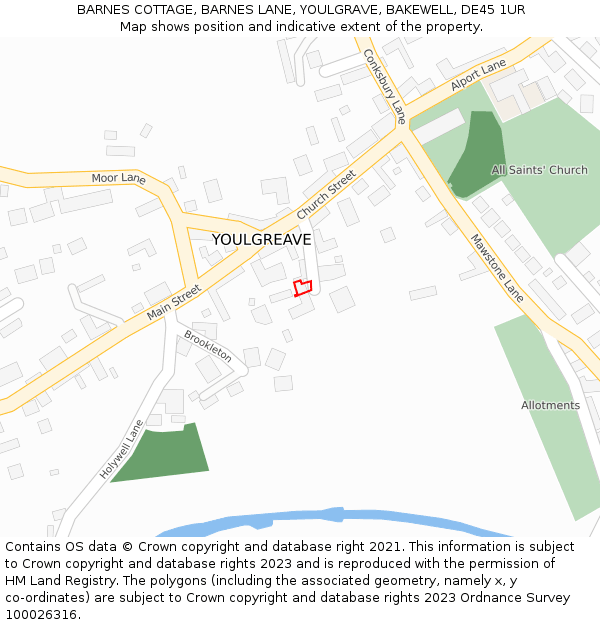 BARNES COTTAGE, BARNES LANE, YOULGRAVE, BAKEWELL, DE45 1UR: Location map and indicative extent of plot