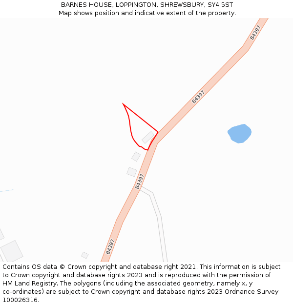 BARNES HOUSE, LOPPINGTON, SHREWSBURY, SY4 5ST: Location map and indicative extent of plot