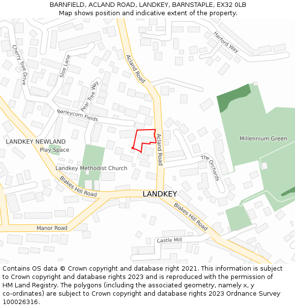 BARNFIELD, ACLAND ROAD, LANDKEY, BARNSTAPLE, EX32 0LB: Location map and indicative extent of plot