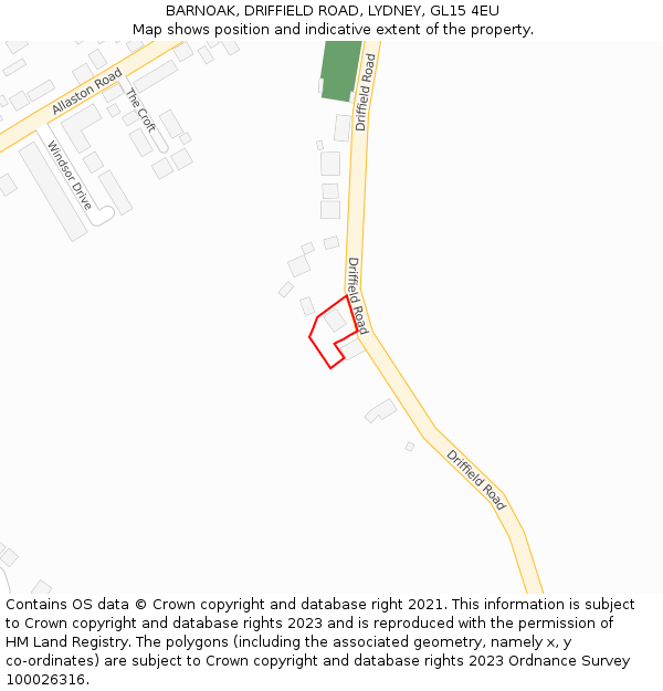 BARNOAK, DRIFFIELD ROAD, LYDNEY, GL15 4EU: Location map and indicative extent of plot