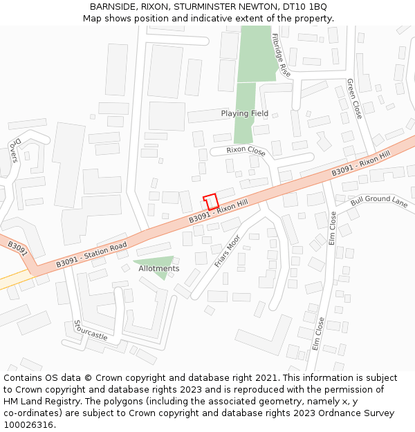 BARNSIDE, RIXON, STURMINSTER NEWTON, DT10 1BQ: Location map and indicative extent of plot