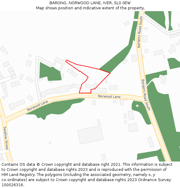 BARONG, NORWOOD LANE, IVER, SL0 0EW: Location map and indicative extent of plot