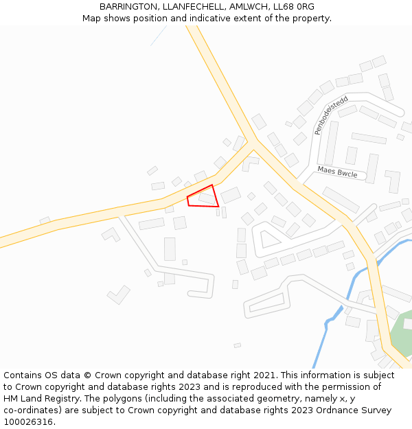 BARRINGTON, LLANFECHELL, AMLWCH, LL68 0RG: Location map and indicative extent of plot