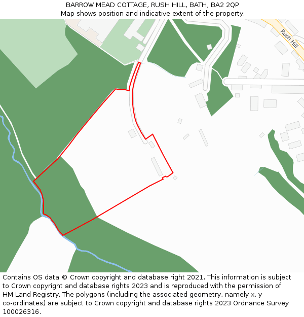 BARROW MEAD COTTAGE, RUSH HILL, BATH, BA2 2QP: Location map and indicative extent of plot