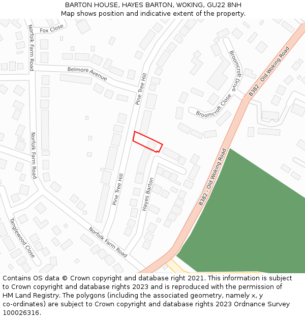 BARTON HOUSE, HAYES BARTON, WOKING, GU22 8NH: Location map and indicative extent of plot