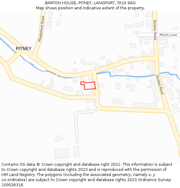 BARTON HOUSE, PITNEY, LANGPORT, TA10 9AG: Location map and indicative extent of plot