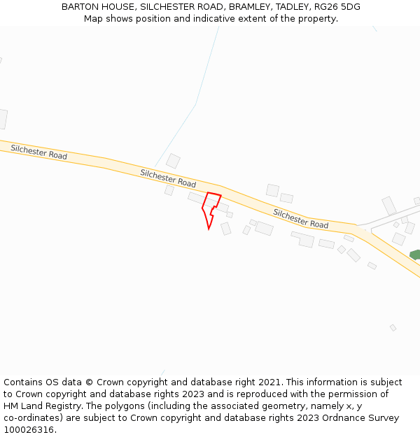 BARTON HOUSE, SILCHESTER ROAD, BRAMLEY, TADLEY, RG26 5DG: Location map and indicative extent of plot