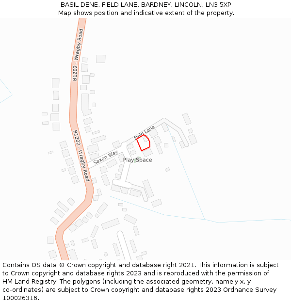 BASIL DENE, FIELD LANE, BARDNEY, LINCOLN, LN3 5XP: Location map and indicative extent of plot