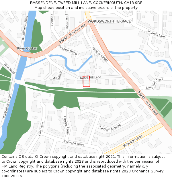 BASSENDENE, TWEED MILL LANE, COCKERMOUTH, CA13 9DE: Location map and indicative extent of plot