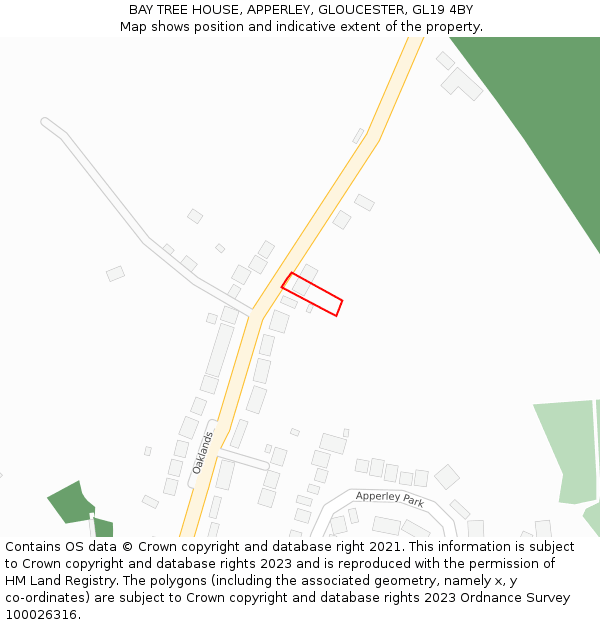 BAY TREE HOUSE, APPERLEY, GLOUCESTER, GL19 4BY: Location map and indicative extent of plot