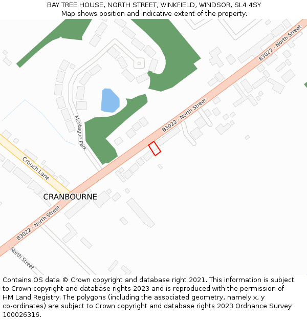 BAY TREE HOUSE, NORTH STREET, WINKFIELD, WINDSOR, SL4 4SY: Location map and indicative extent of plot