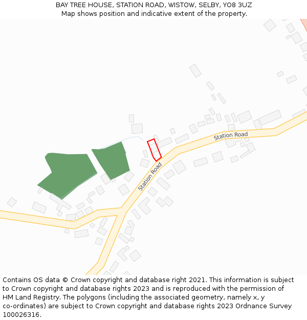 BAY TREE HOUSE, STATION ROAD, WISTOW, SELBY, YO8 3UZ: Location map and indicative extent of plot