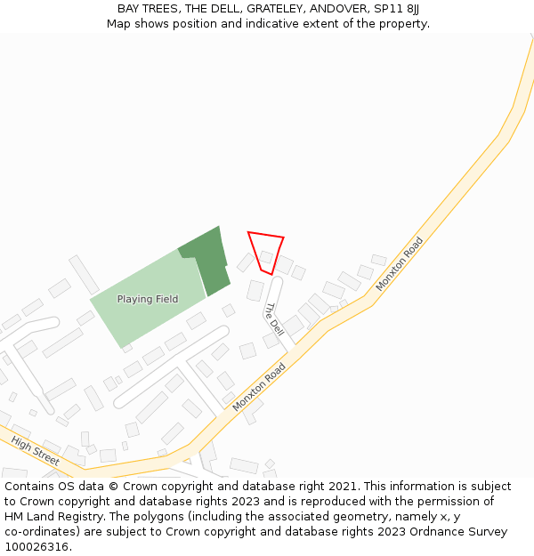 BAY TREES, THE DELL, GRATELEY, ANDOVER, SP11 8JJ: Location map and indicative extent of plot