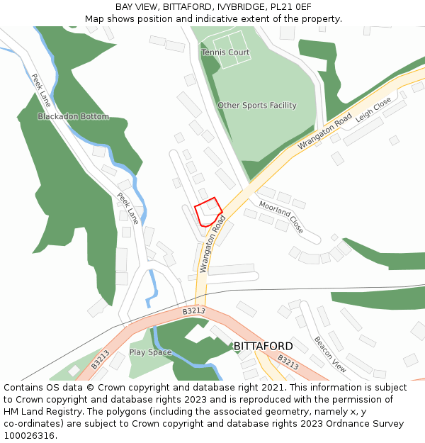 BAY VIEW, BITTAFORD, IVYBRIDGE, PL21 0EF: Location map and indicative extent of plot