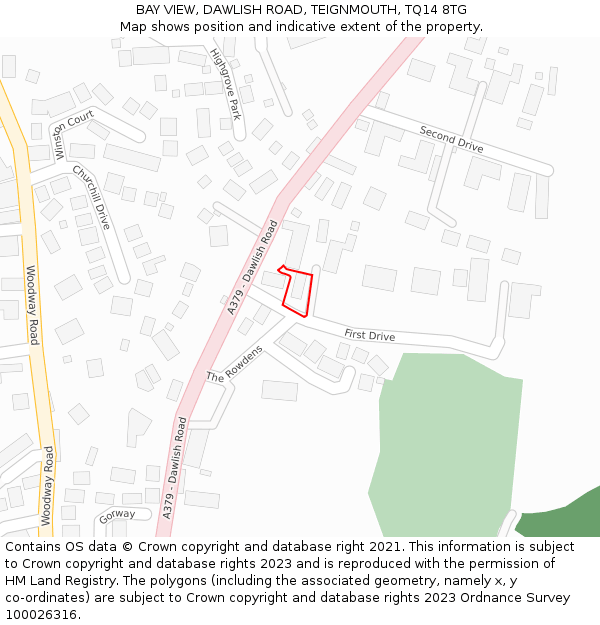 BAY VIEW, DAWLISH ROAD, TEIGNMOUTH, TQ14 8TG: Location map and indicative extent of plot