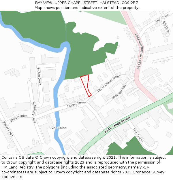 BAY VIEW, UPPER CHAPEL STREET, HALSTEAD, CO9 2BZ: Location map and indicative extent of plot