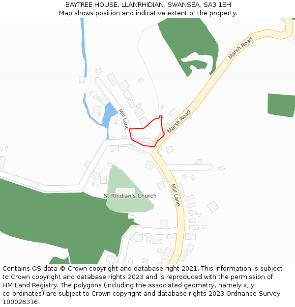 BAYTREE HOUSE, LLANRHIDIAN, SWANSEA, SA3 1EH: Location map and indicative extent of plot