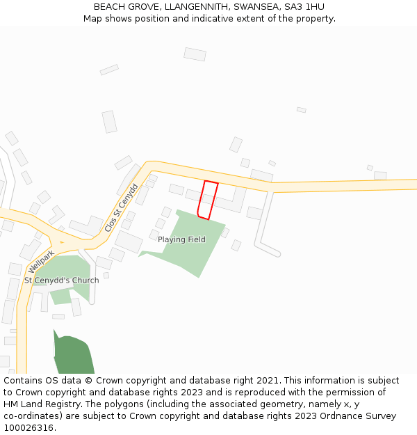 BEACH GROVE, LLANGENNITH, SWANSEA, SA3 1HU: Location map and indicative extent of plot