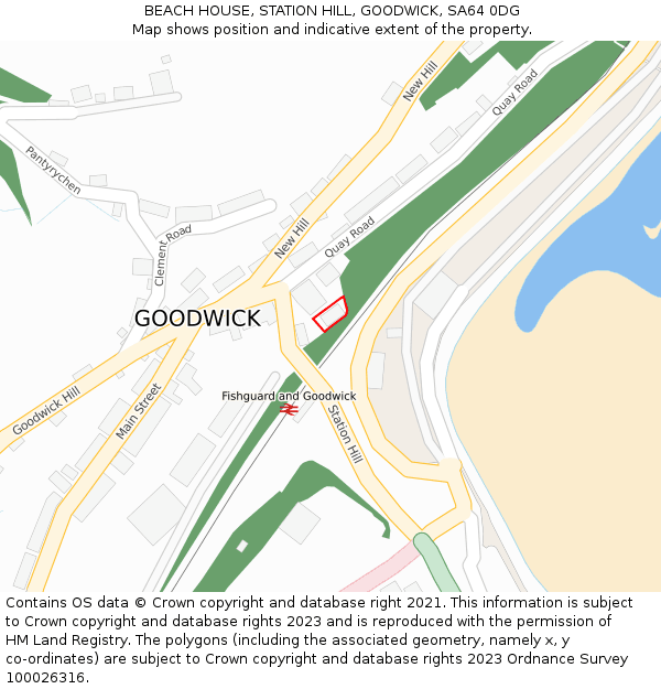 BEACH HOUSE, STATION HILL, GOODWICK, SA64 0DG: Location map and indicative extent of plot