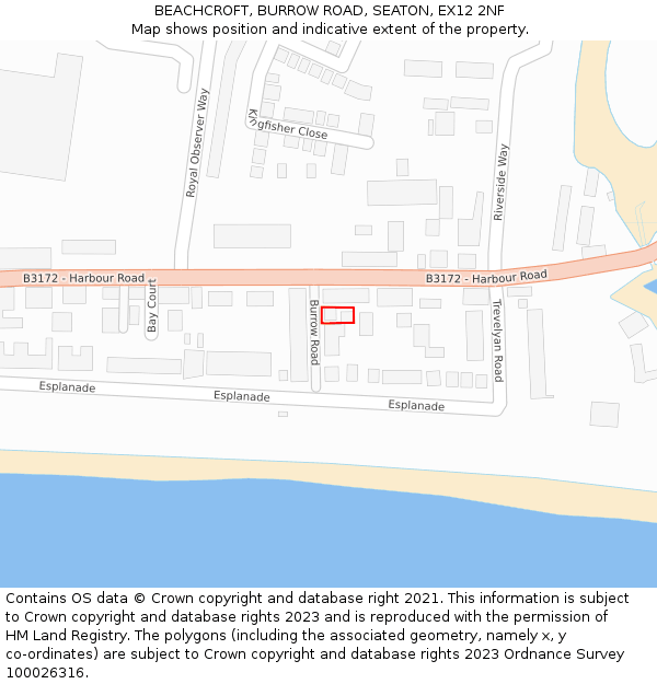 BEACHCROFT, BURROW ROAD, SEATON, EX12 2NF: Location map and indicative extent of plot