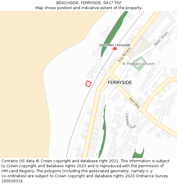 BEACHSIDE, FERRYSIDE, SA17 5SF: Location map and indicative extent of plot