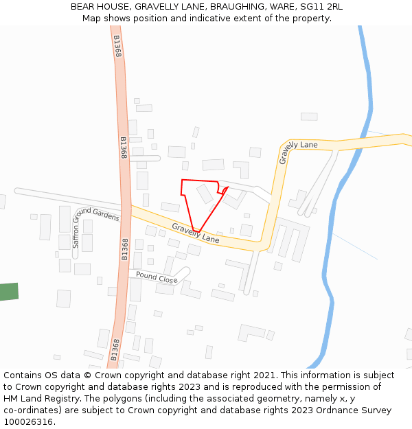 BEAR HOUSE, GRAVELLY LANE, BRAUGHING, WARE, SG11 2RL: Location map and indicative extent of plot