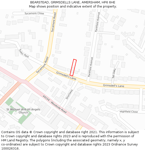 BEARSTEAD, GRIMSDELLS LANE, AMERSHAM, HP6 6HE: Location map and indicative extent of plot