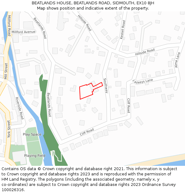 BEATLANDS HOUSE, BEATLANDS ROAD, SIDMOUTH, EX10 8JH: Location map and indicative extent of plot