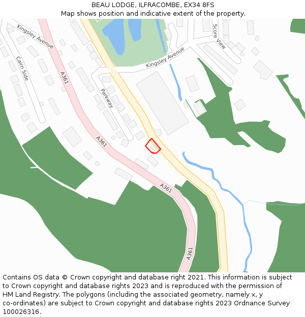 BEAU LODGE, ILFRACOMBE, EX34 8FS: Location map and indicative extent of plot