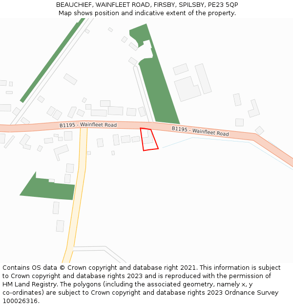 BEAUCHIEF, WAINFLEET ROAD, FIRSBY, SPILSBY, PE23 5QP: Location map and indicative extent of plot