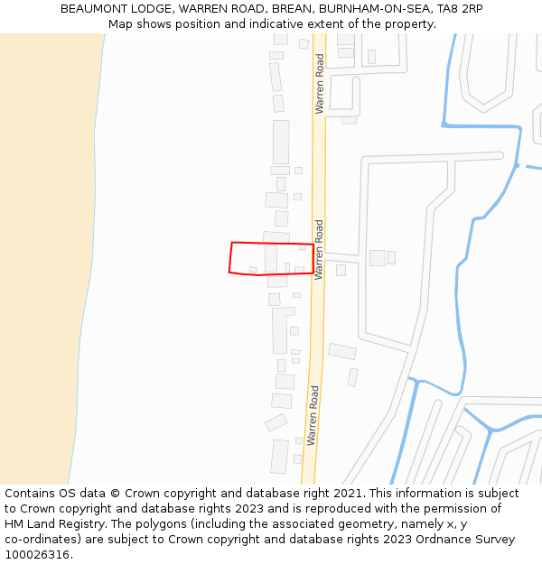 BEAUMONT LODGE, WARREN ROAD, BREAN, BURNHAM-ON-SEA, TA8 2RP: Location map and indicative extent of plot