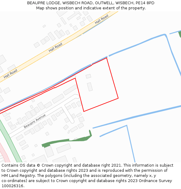 BEAUPRE LODGE, WISBECH ROAD, OUTWELL, WISBECH, PE14 8PD: Location map and indicative extent of plot