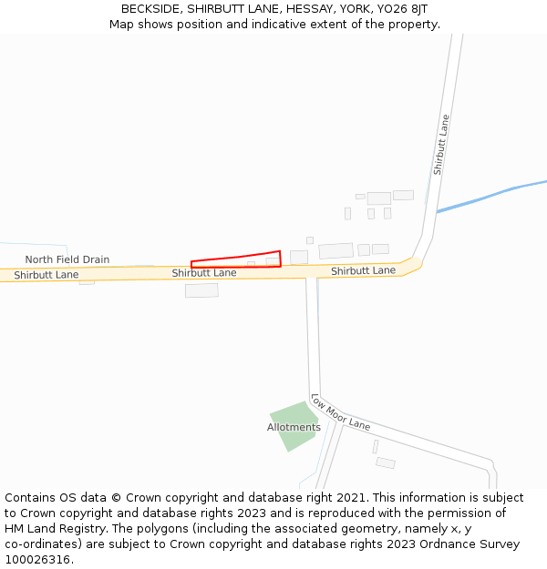 BECKSIDE, SHIRBUTT LANE, HESSAY, YORK, YO26 8JT: Location map and indicative extent of plot