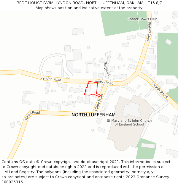 BEDE HOUSE FARM, LYNDON ROAD, NORTH LUFFENHAM, OAKHAM, LE15 8JZ: Location map and indicative extent of plot