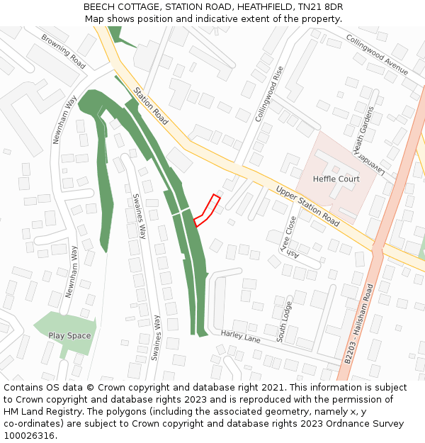 BEECH COTTAGE, STATION ROAD, HEATHFIELD, TN21 8DR: Location map and indicative extent of plot