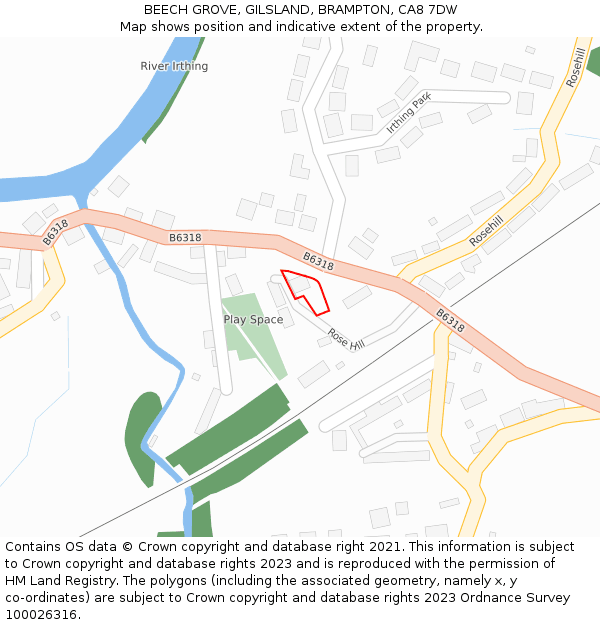 BEECH GROVE, GILSLAND, BRAMPTON, CA8 7DW: Location map and indicative extent of plot