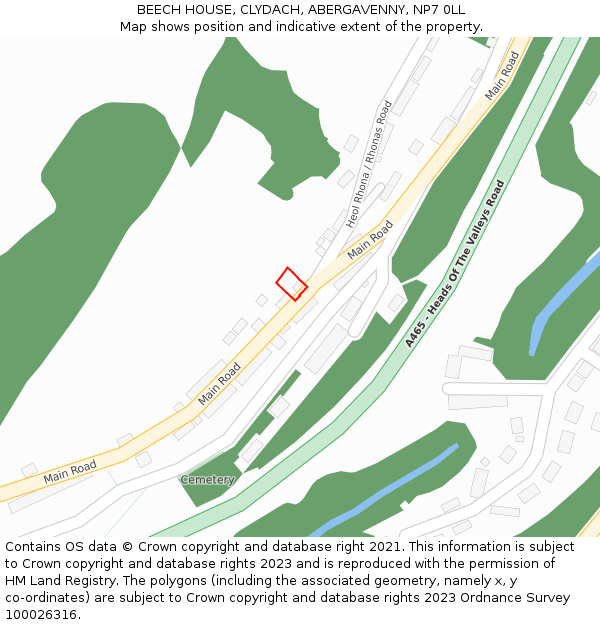 BEECH HOUSE, CLYDACH, ABERGAVENNY, NP7 0LL: Location map and indicative extent of plot