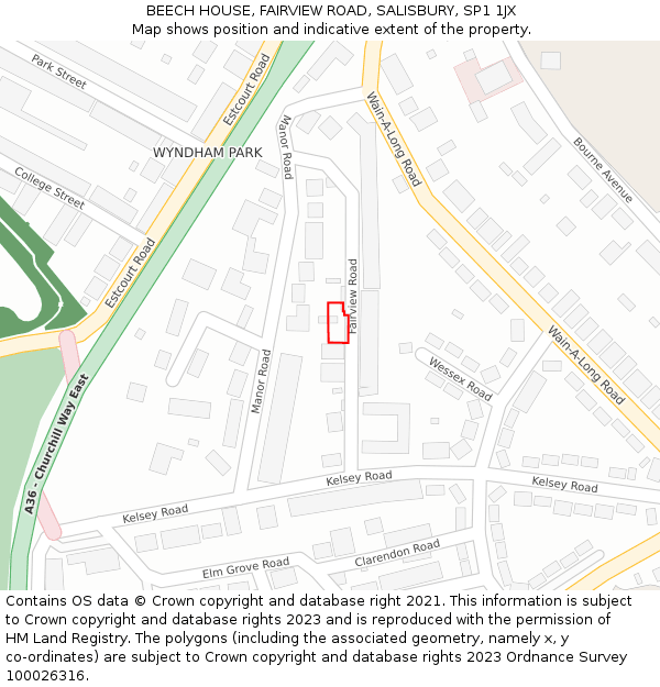 BEECH HOUSE, FAIRVIEW ROAD, SALISBURY, SP1 1JX: Location map and indicative extent of plot